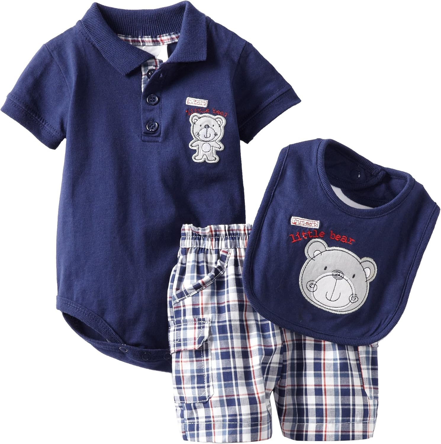 Baby Togs Baby Boys' Newborn Short Sleeve Creeper Set, Navy