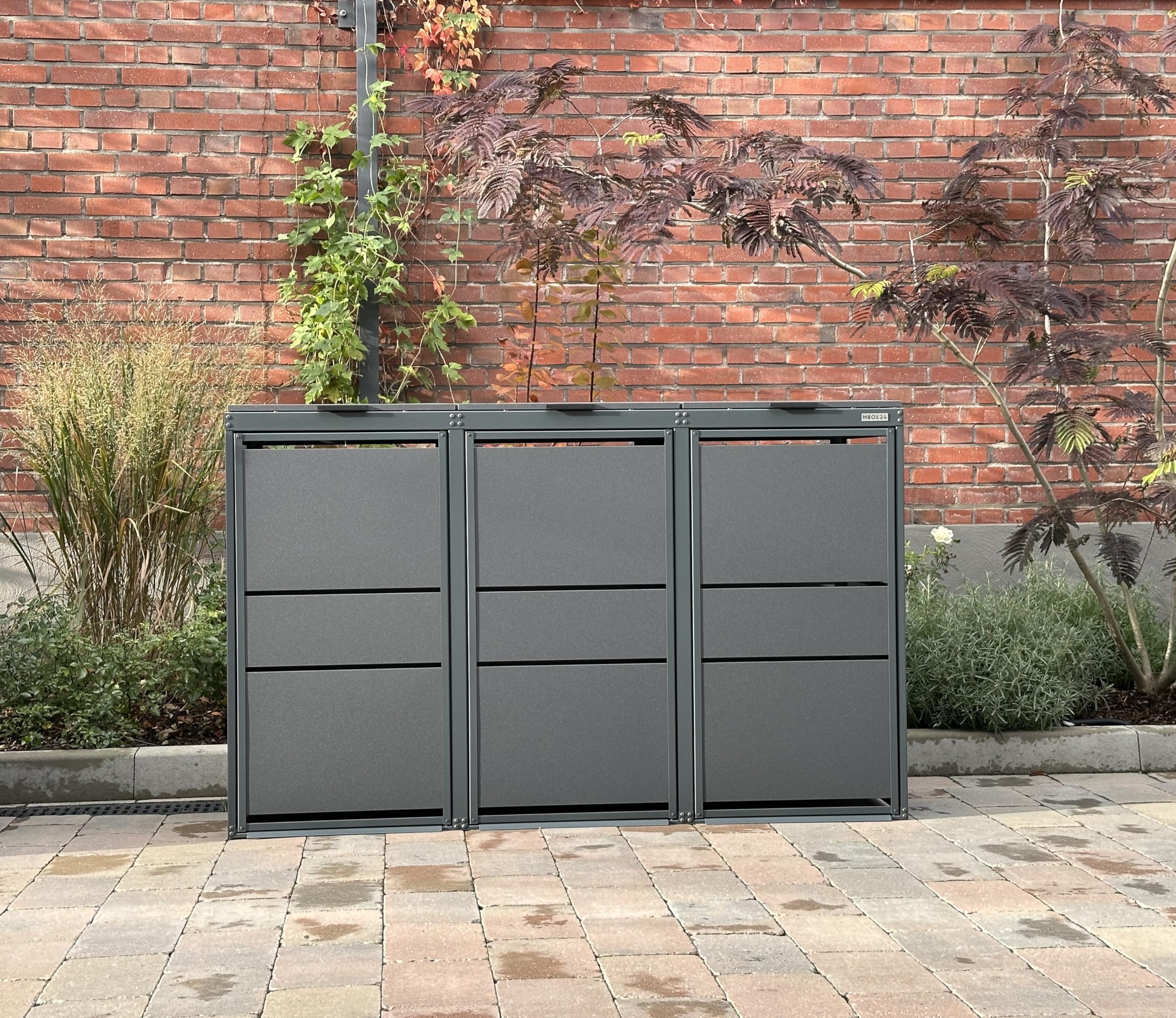 MBOX24 MODERN Mülltonnenbox 4er für 120 Liter Mülltonne | Anthrazit | Mülltonnenverkleidung | Mülltonnenhaus | Box für Mülltonnen | Mülltonnenunterstand | Mülltonneneinhausung 6