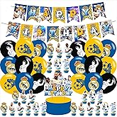 Madrid Football Party Supplies,Birthday Party Decorations for Soocer for Fans with happy birthday banner,cake topper ,balloons for Real Madrid party decorations