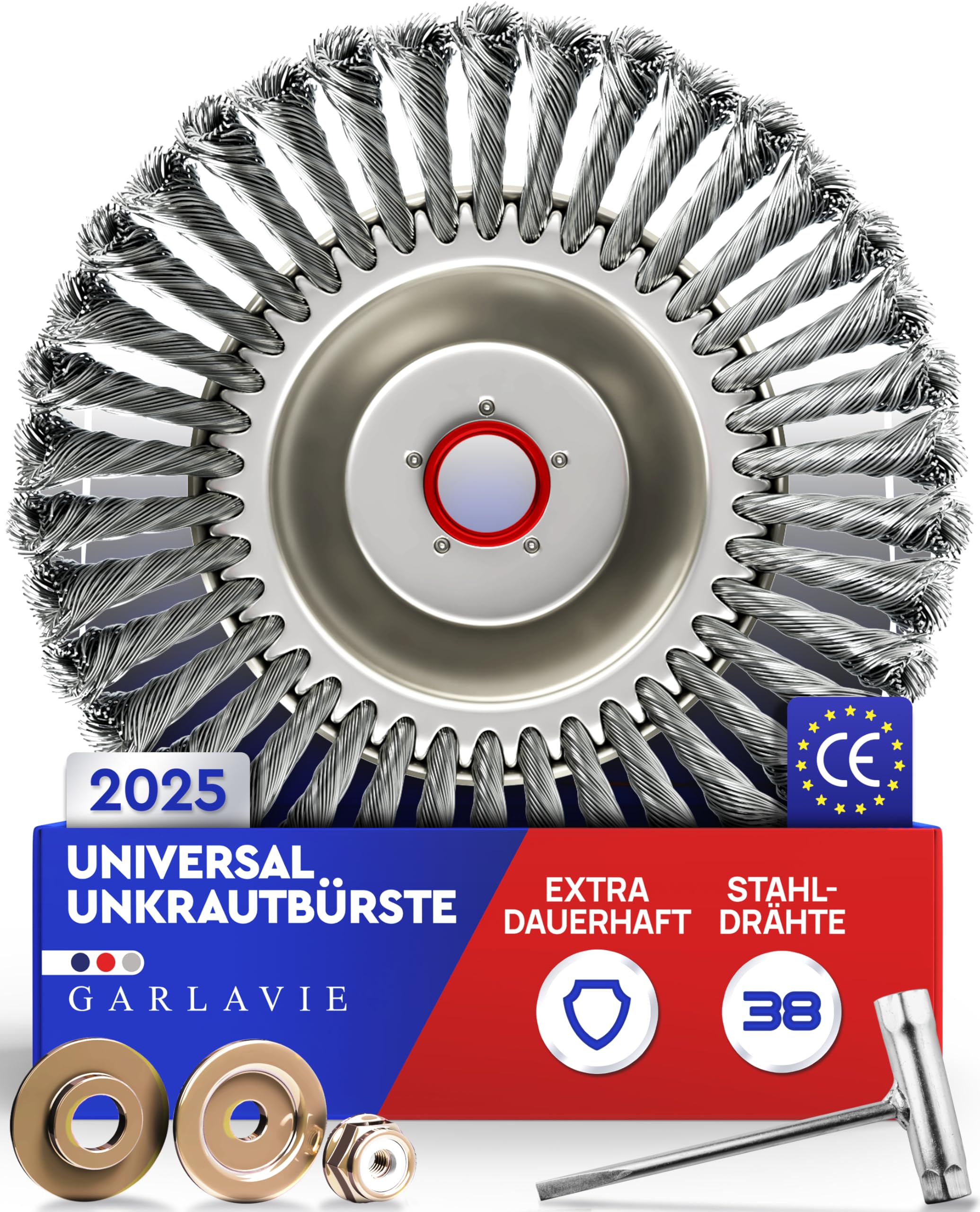 Unkrautbürste für Freischneider gegen Unkraut und Moos 25,4mm Bohrung