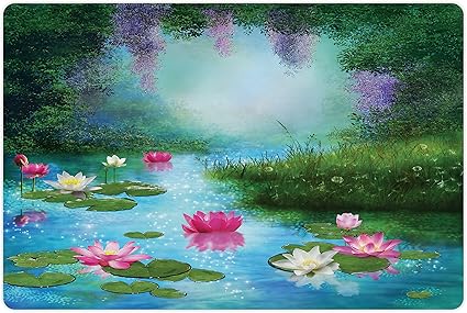 Amazon Com Ambesonne Nature Pet Mat For Food And Water Fantasy