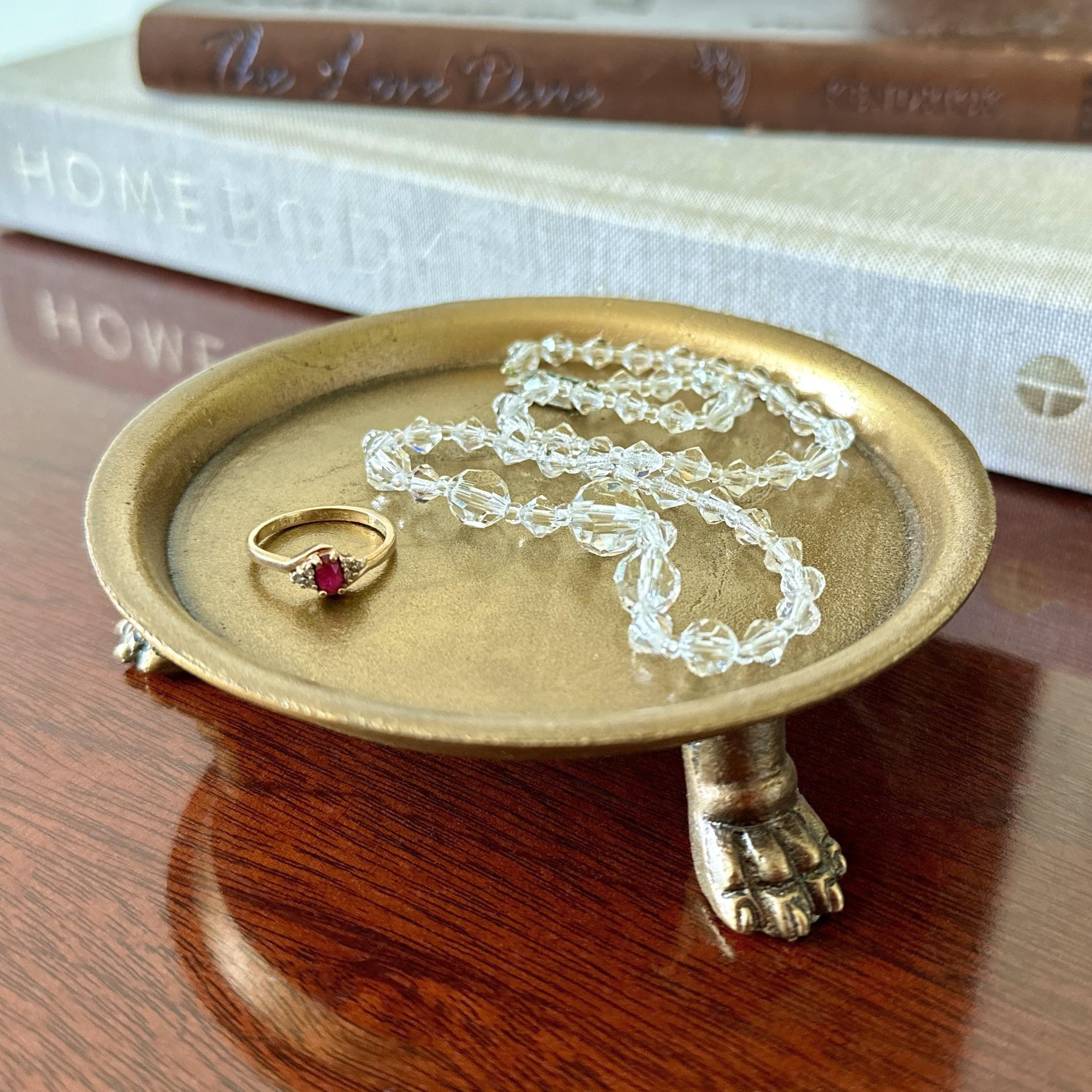 Hapton House 100% Solid Brass Clawfoot Candle Dish - Pedestal Dish - Candle Holder - Jewelry Holder - Perfect for Wax Candles, Rings, and Trinkets