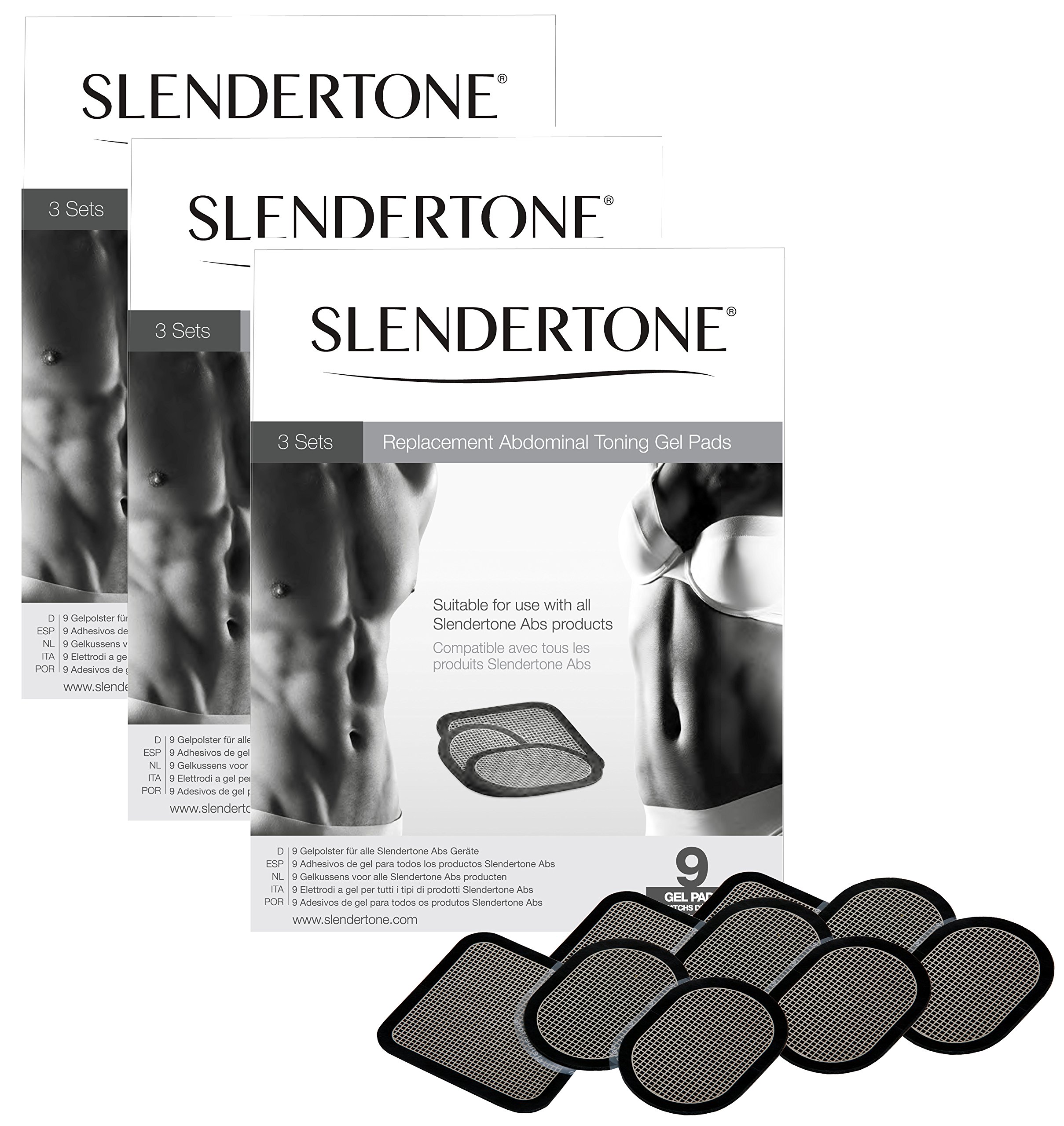 Slendertone Replacement Gel Pads for All Slendertone Abdominal Belts, 3