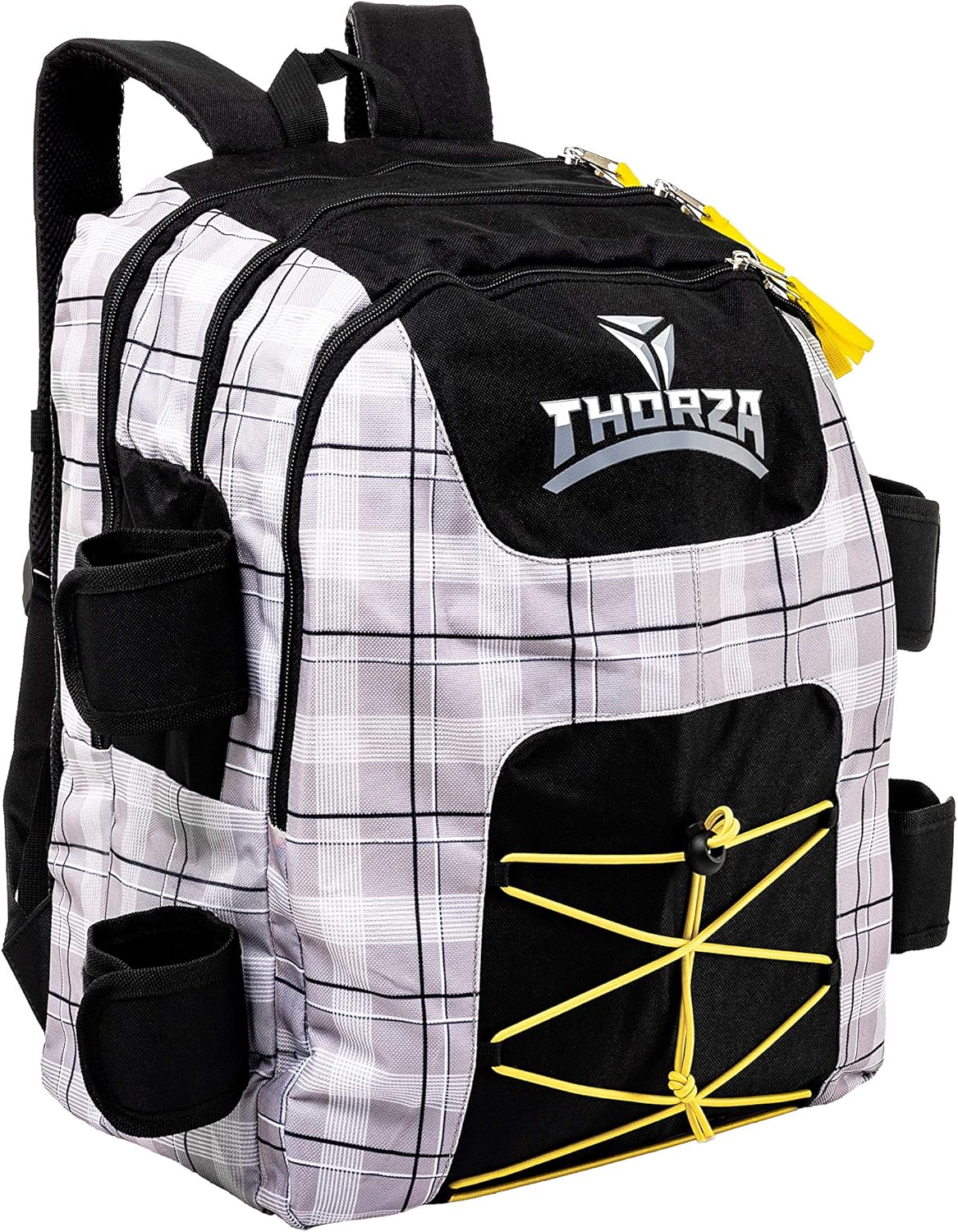 Thorza Lacrosse Backpack with Stick Holder and Multi Pocket Equipment Storage for Gloves, Cleats, Pads, and Goalie Gear - Large Capacity, Game, Travel and Practice Use : Sports & Outdoors