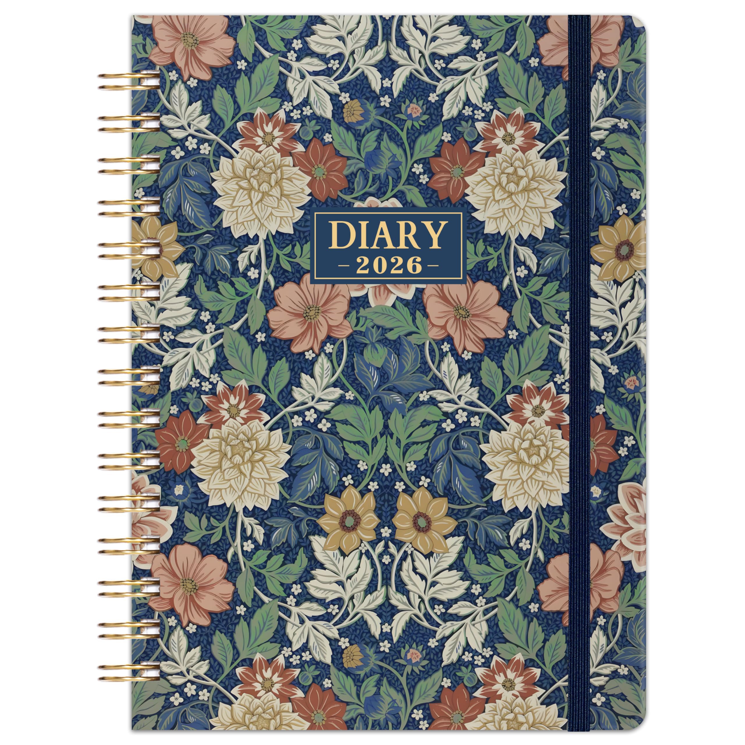Diary 2026 - A5 Diary Week to View from January 2026 to December 2026, Pen Holder, Inner Pock,14.6 * 21.4 cm, Blue