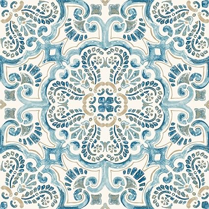 Wallpops Fp2477 Fontaine Peel Stick Floor Tiles Blues Set Of
