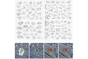 Lyrow 122 Pcs Water Soluble Stabilizer for Flower Pattern Stick and Stitch Embroidery Paper Wash Away Embroidery Stabilizers Tear Away Patterns for Hand Sewing Lover
