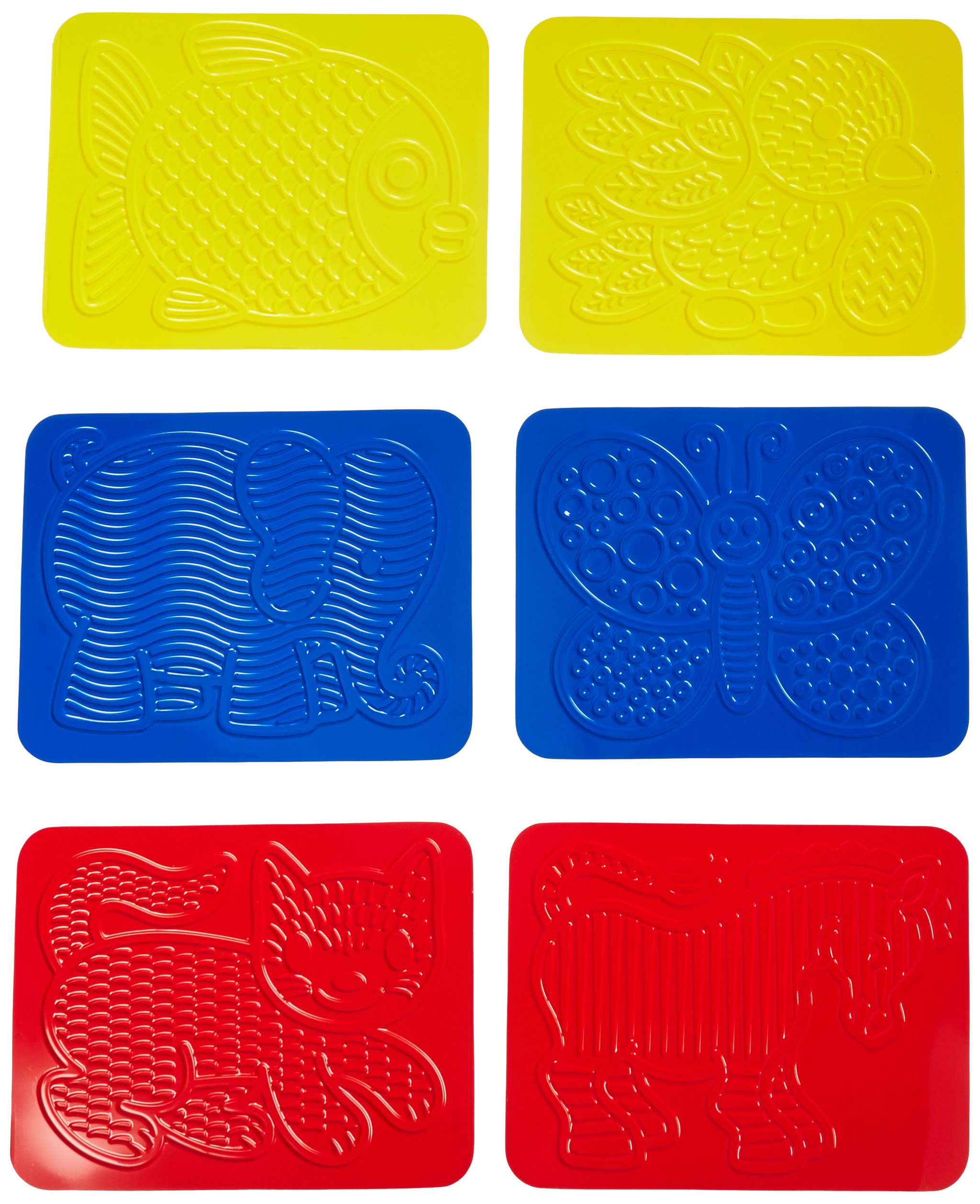 Roylco Junior Animal Rubbing Plates with Guide, 8.5" x 11", Set of 6
