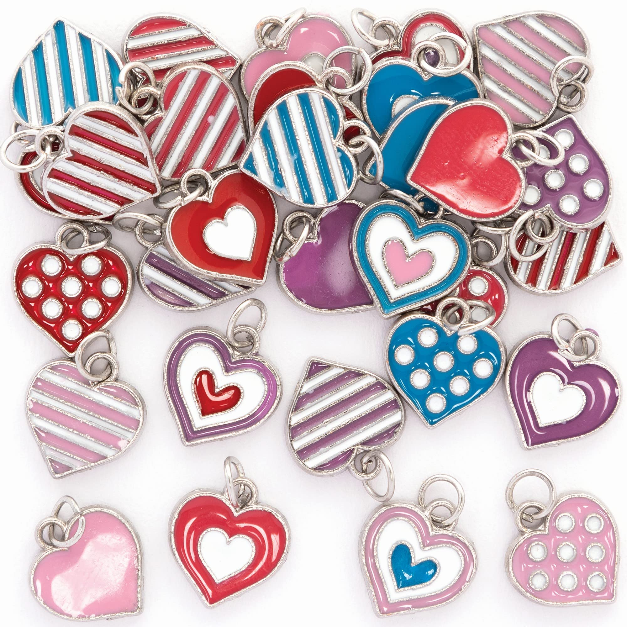 Baker Ross Heart Charms - Pack of 30, Kids Jewellery Making Craft Kit (FC461)