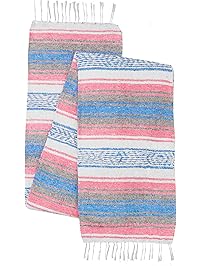 El Paso Designs Mexican Yoga Blanket Colorful 47in x 68in Yoga Studio Mexican Falsa Blanket Ideal for Yoga, Camping, Picnic, Beach Blanket, Bedding, Home Decor Soft Woven Serape