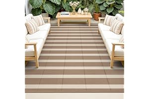 Vaukki Waterproof Outdoor Rug 6x9, Reversible Striped Patio Rug, Lightweight Plastic Straw Camping Mat, Indoor Outdoor RV Car
