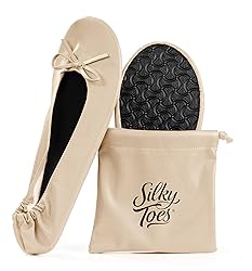 Silky Toes Women's Foldable Travel Flat Nude Large