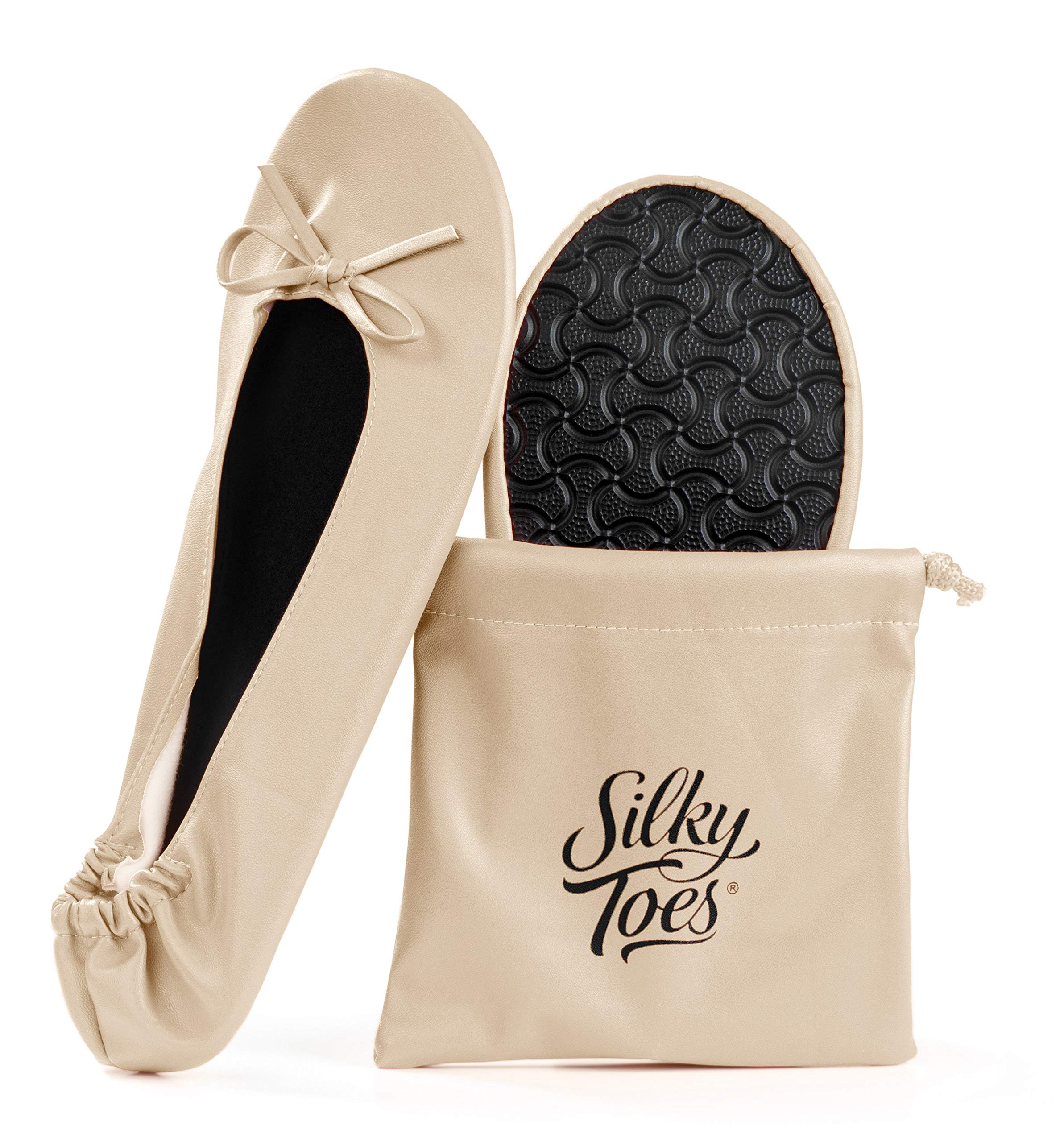 Silky Toes Women's Foldable Travel Flat Nude Large