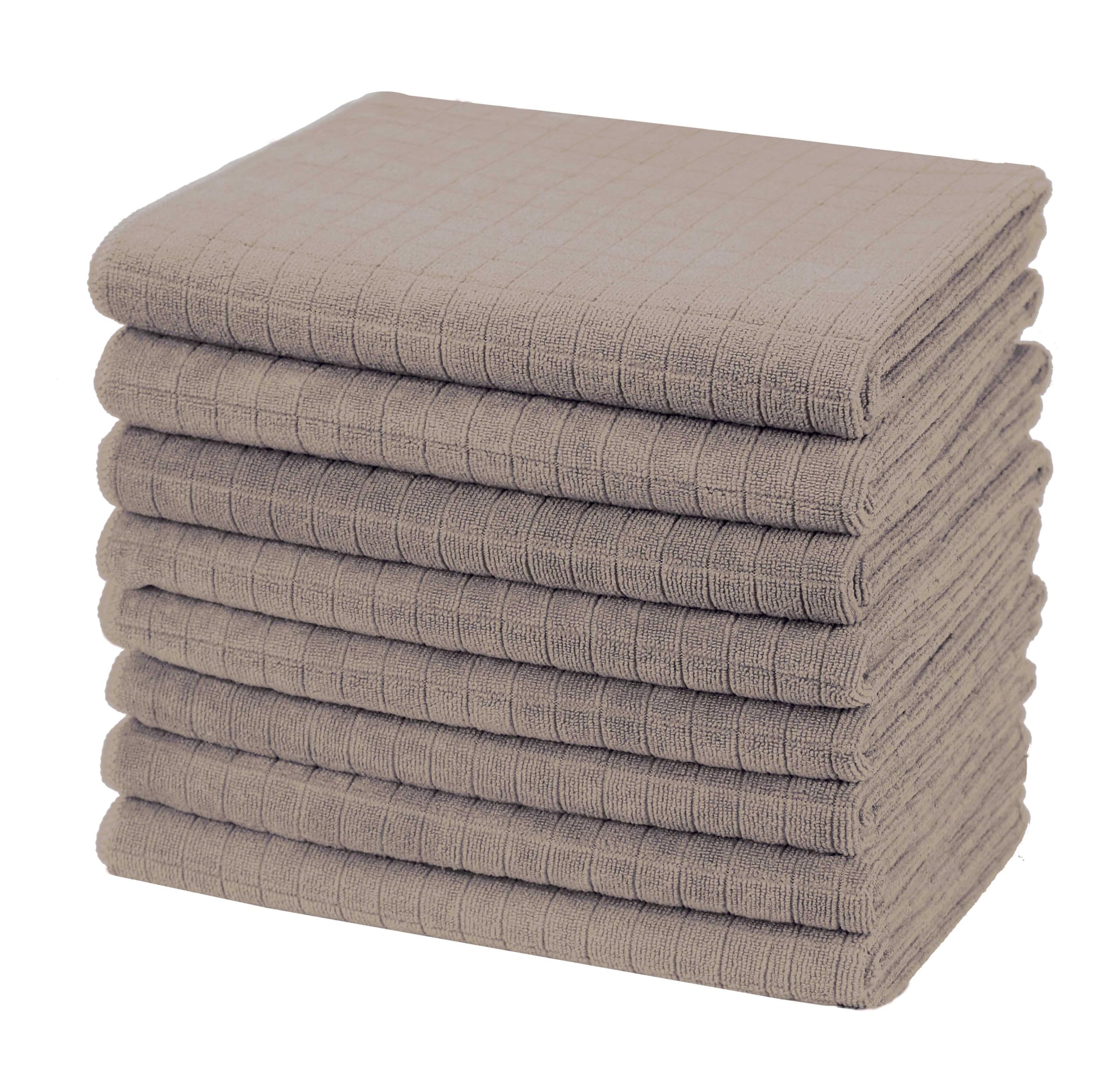 gryeer 8 Pack Tea Towels, 100% Microfibre, Soft, Super Absorbent and Lint Free Kitchen Towels, 45 x 65 cm, Khaki — image 1