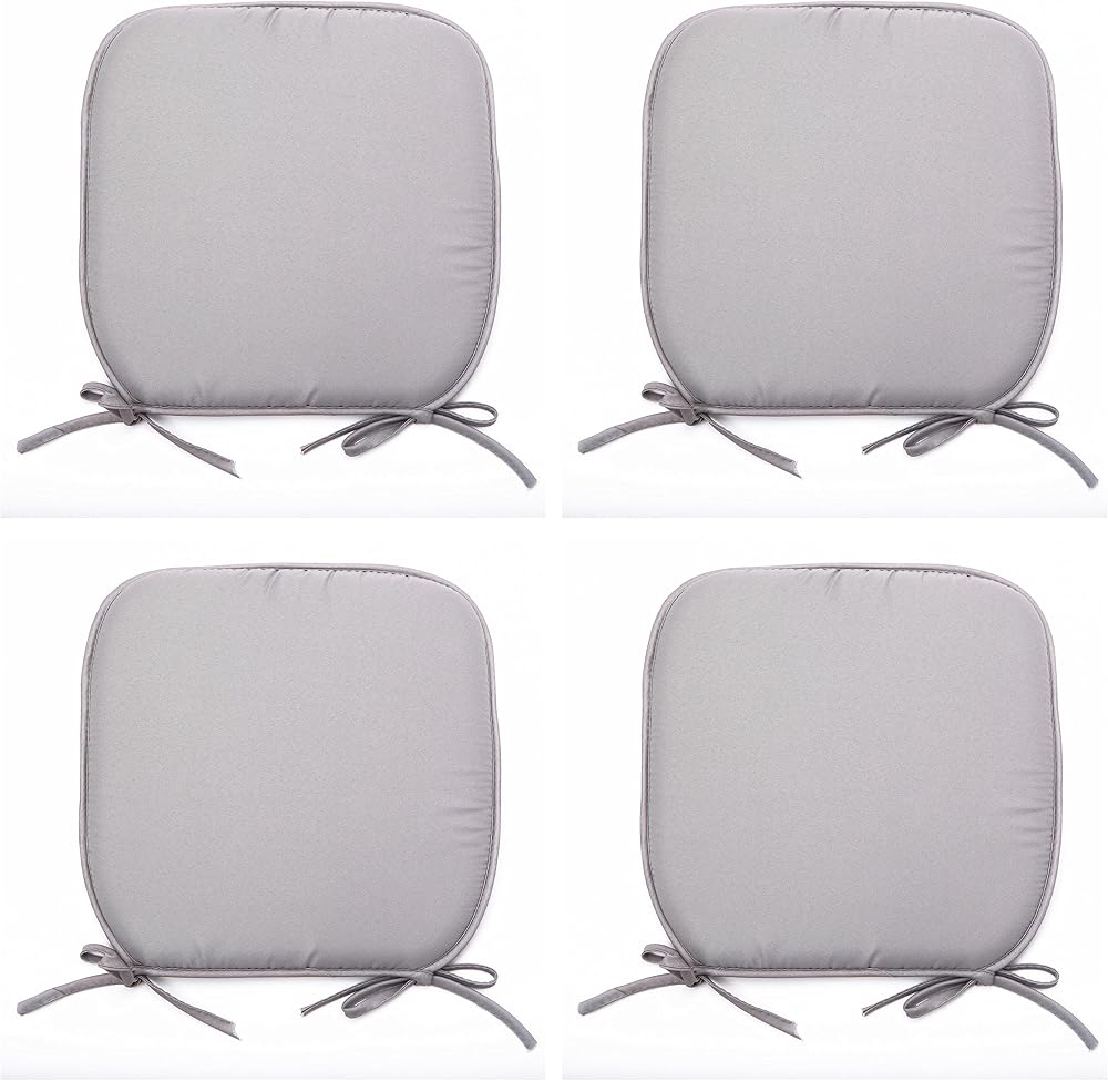 NIGHTS Foam Set Of 4 Removable Grey Dining Chair Cushions With Ties