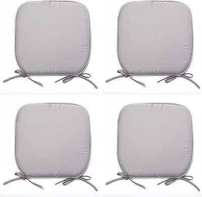 NIGHTS Foam Set Of 4 Removable Grey Dining Chair Cushions With Ties