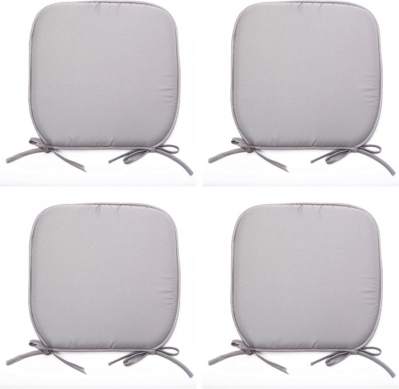 NIGHTS Foam Set Of 4 Removable Grey Dining Chair Cushions With Ties