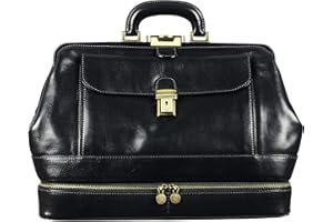 Time Resistance Leather Doctor Bag - Italian Handmade Medical Bag - Vintage Style Handbag - Real Leather Briefcase