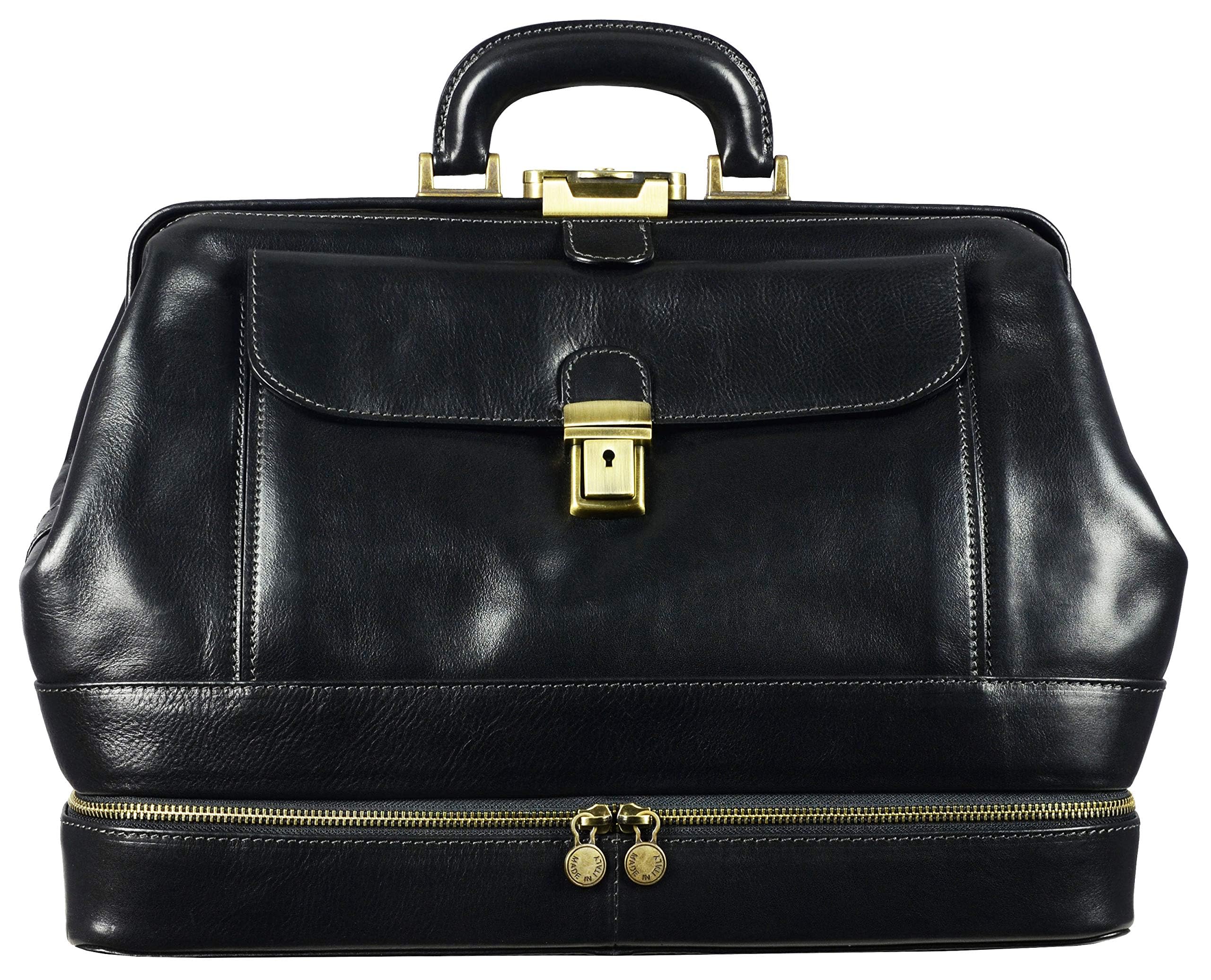 Time Resistance Leather Doctor Bag - Italian Handmade Medical Bag - Vintage Style Handbag - Real Leather Briefcase