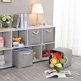 Mangata 28x28x28cm Fabric Collapsible Cube Storage Boxes Grey 4 Pack view 4