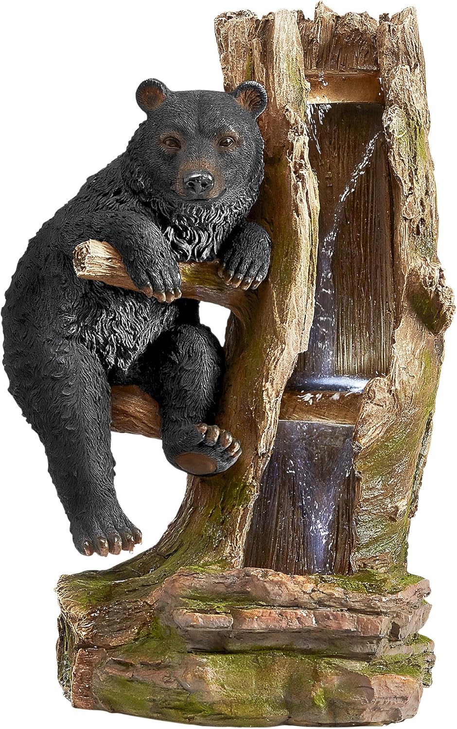 Water Fountain with LED Light Black Bear Necessities Garden Decor