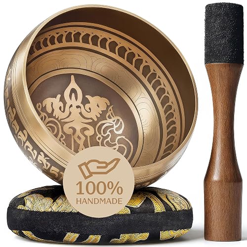Silent Mind Tibetan Singing Bowl Set – Easy to Play & Beginner Friendly Meditation Bowl with Cushion & Mallet | Stress Relief & Mindfulness | Gift-Ready