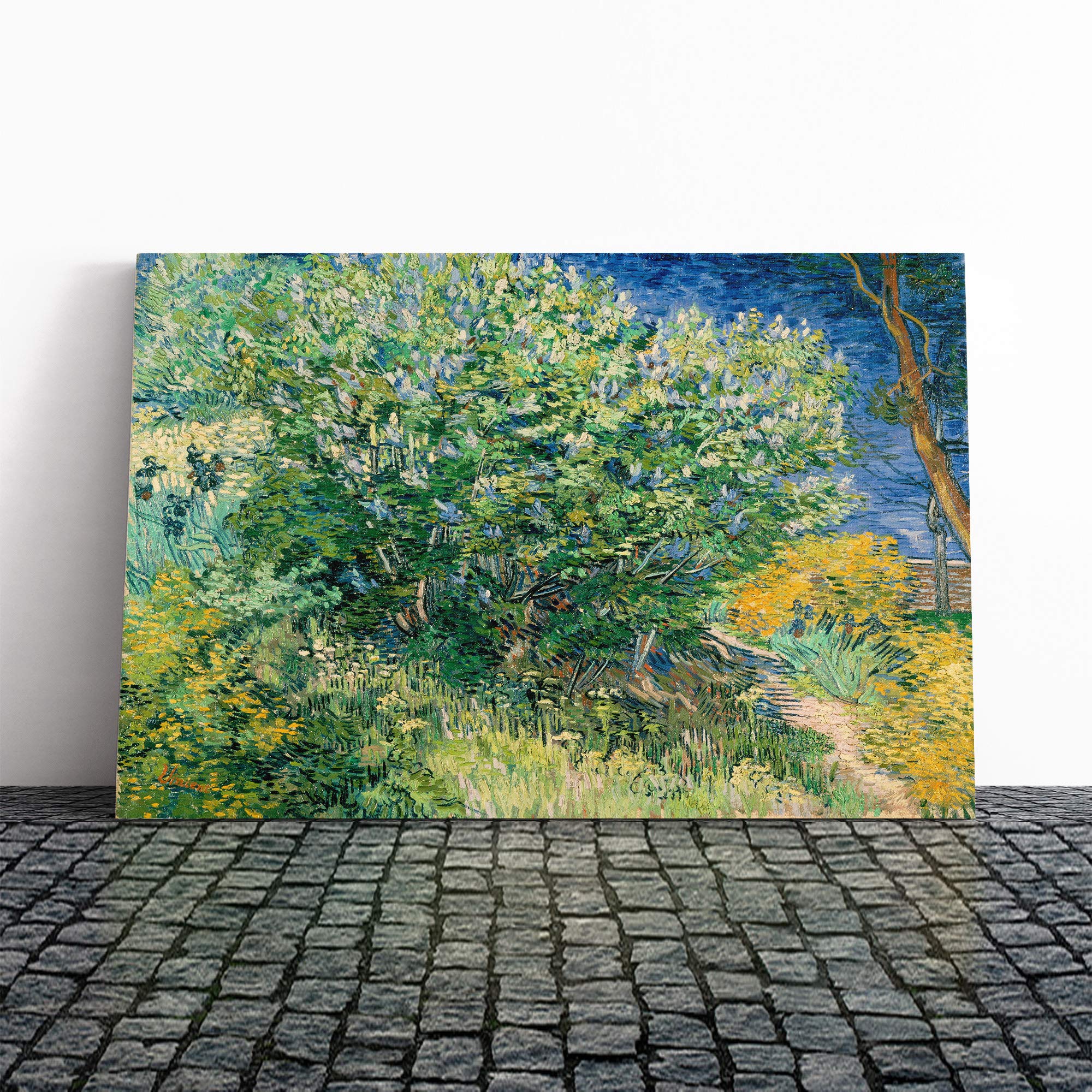 Vincent Van Gogh Lilac Bush Canvas Print | Gallery Wrapped 30mm Frame Wall Art | 20x14 inches | Ready to Hang | Modern Picture | Living Room Bedroom Lounge Office