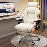 XUEGW Executive Computer Chair Home Office Desk Chair,Adjustable Angle, Ergonomic Adjustable Height PU Leather Chairs with Cushions Armrest for Long Time Seating-High Office Chair with Footrest