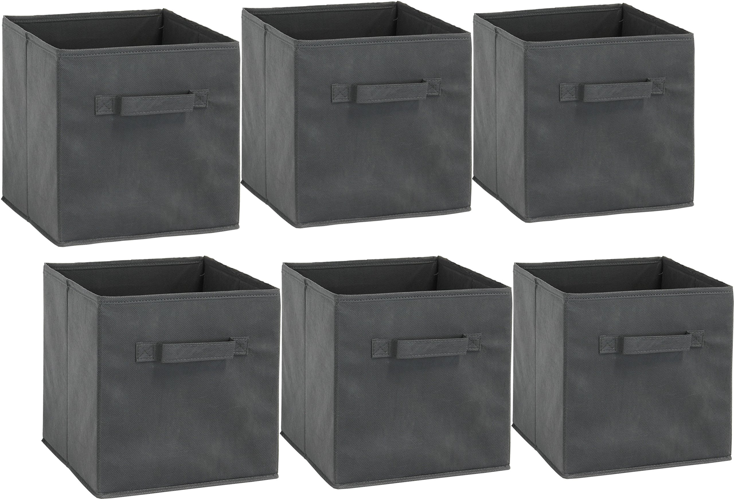 6 Pack SimpleHouseware Foldable Cube Storage Bin, Dark Grey