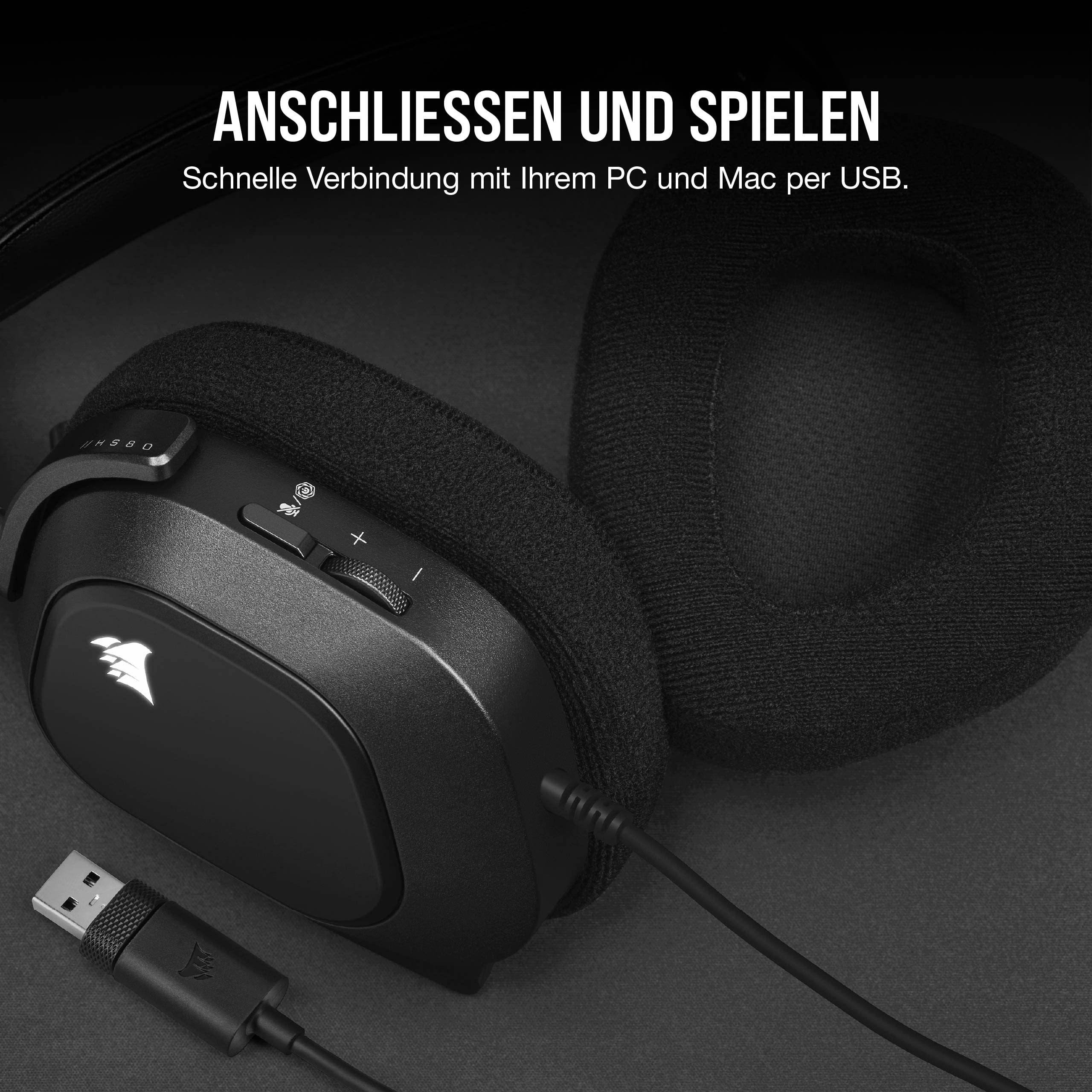 Corsair HS80 RGB USB Gaming-Headset - Schwarz 5