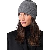 Style Republic Women’s Ribbed Beanie, 100% Cashmere, Soft & Stretchy with Ribbed Edge, Warm Hat for Winter
