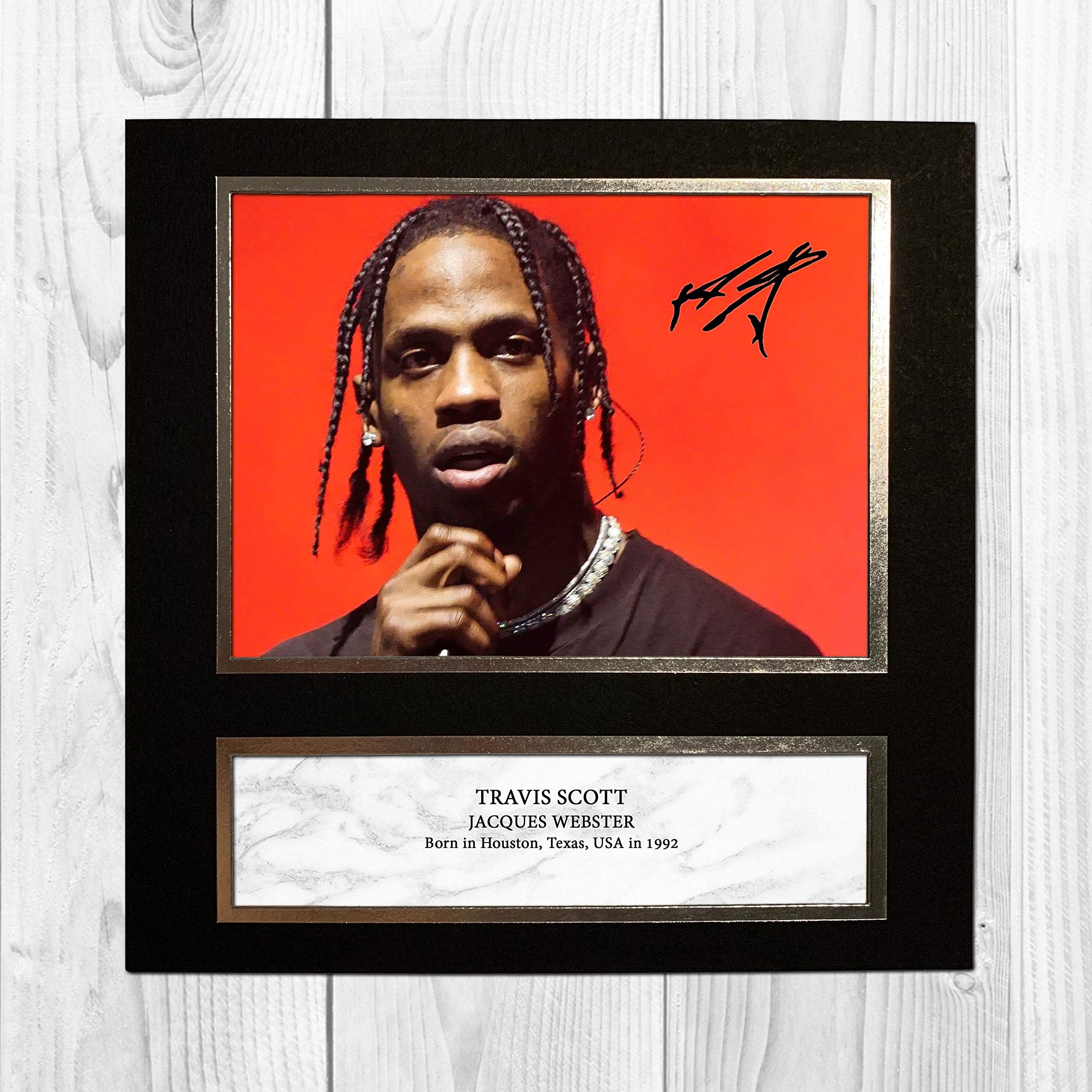 Travis Scott 1 NDW Signed Reproduction Autographed Wall Art - 10 inch x 10 inch Print (Card Mounted)