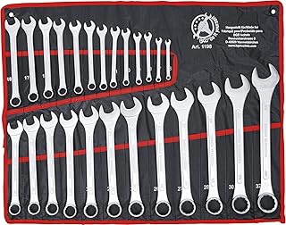 Kraftmann 1198 | Maul-Ringschlüssel-Satz | 25-tlg | SW 6 - 32 mm | inkl Tetron-Rolltasche | Gabelringschlüssel