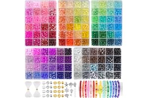 Zefy 120 Colors Glass Beads Bracelet Making Kit, 6mm 3876pcs Crystal Beads for Jewelry Making and DIY Crafts, 5 Box Round Bea