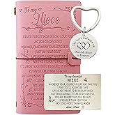 Niece Journal from Aunt, Niece Card, Niece Keychain, Niece Gift from Aunt, To My Niece Leather Journal Pink 140 Pages Writing Notebook, I Love You Niece, Gift for Niece Birthday Graduation Christmas