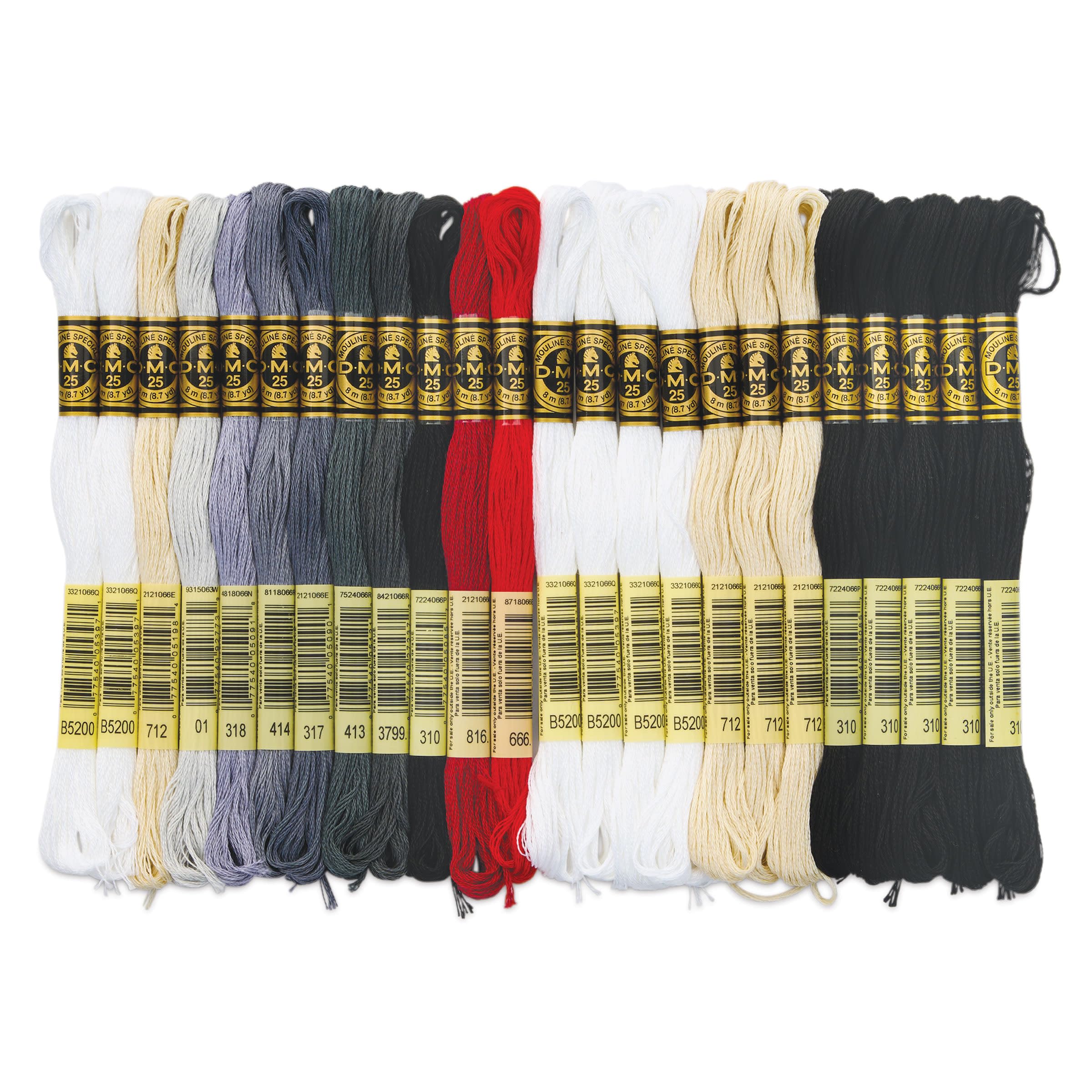 DMC Black Tin Embroidery Floss - Monochrome Colors - 24 Count - 8.7 Yard Skein