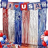 OHOME 4th of July Decorations - American Flag Backdrop Streamers | Patriotic Memorial Day Decor for Indoor Outdoor Outside - 250th Anniversary Fourth of July Accessories Party Favors,2 Pack