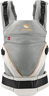 Babytrage manduca XT/All-In-One Babytrage für Neugeborene mit verstellbarem Steg, 3 Trage Positionen, flexibles Tragesystem, Bio-Baumwolle, für Babys & Kleinkinder ab 3,5 bis 20 kg (grey-orange)