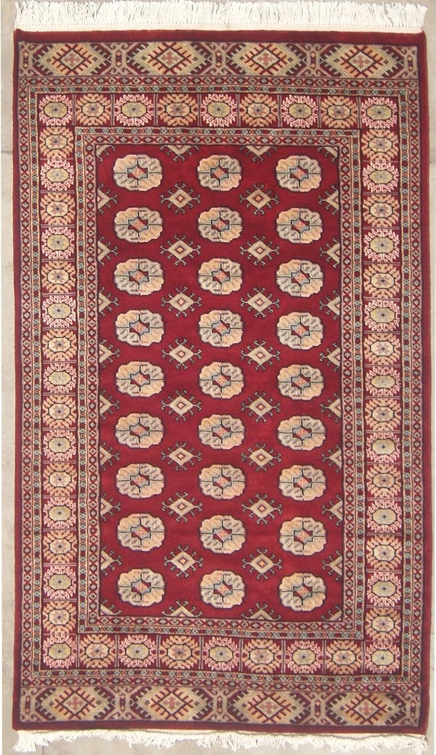 4'0 x 5'11 Pak Mori Bokhara Area Rug with Silk & Wool Pile