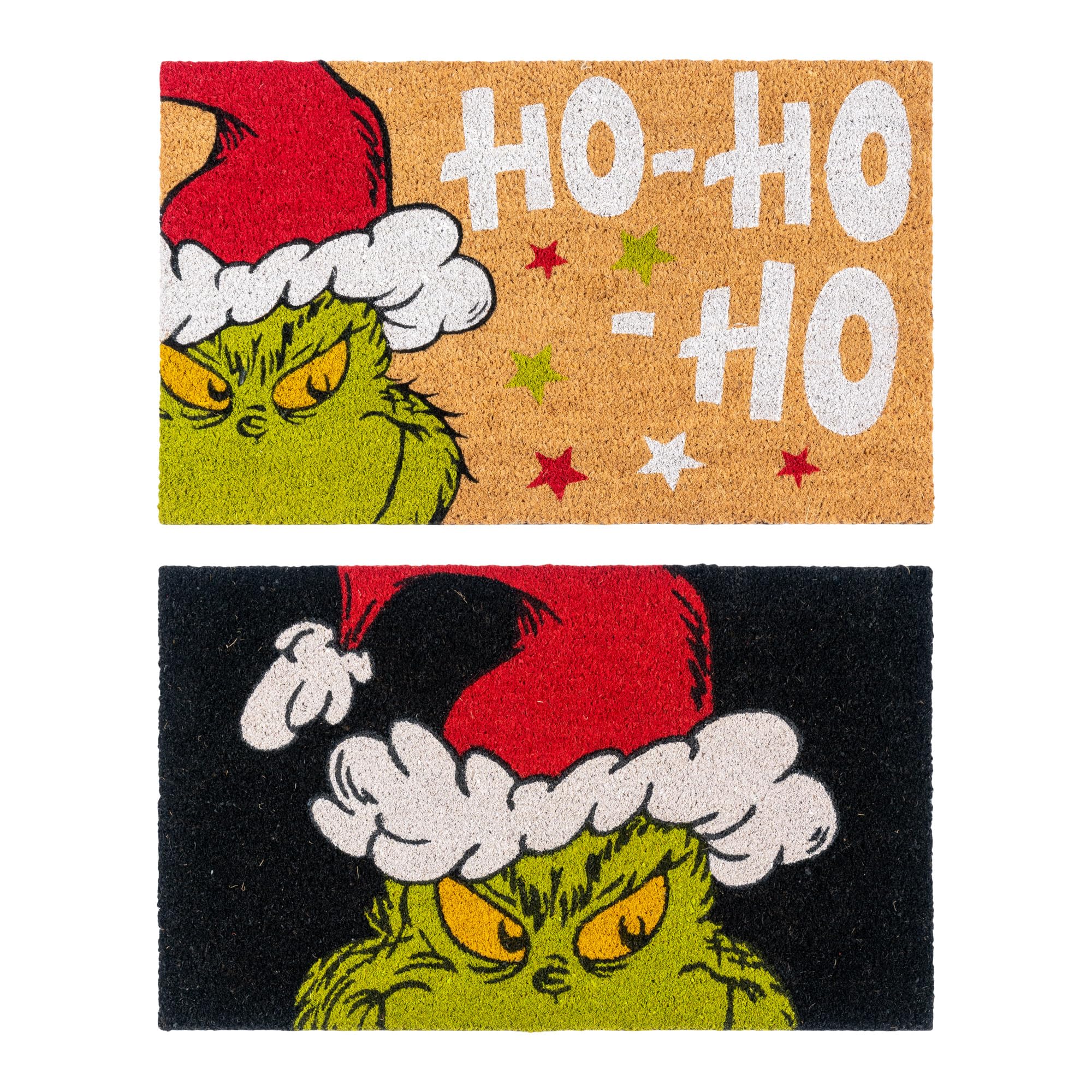 Gertmenian Disney Mickey Mouse Doormat Rug Retro Front Door Coir Mat Welcome Home Indoor Outdoor Entryway Carpet, 2-Pack 20x34, The Grinch Ho Ho Ho/Santa