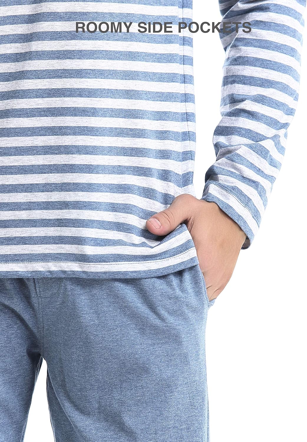 DAVID ARCHY Men's Cotton PJs Heather Striped Sleepwear Lounge Wear Top & Bottom Pajama Set at  Men’s Clothing store