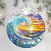Christmas Ornaments: Stained Glass Ornament, Christmas Tree Ornament, Hanging Ornaments for Home Decor & Xmas Tree Decorations – Exquisite Holiday Decor, Gifts & Holiday Present - Sea Waves