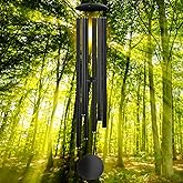 54" Large Wind Chimes for Outside Deep Tone - Gift Box Packaged, Soothing Windchimes Outdoors with 6 Thickened Aluminum Tubes for Garden Decor, Gifts for Parents, Friends and Loved Ones (Black)
