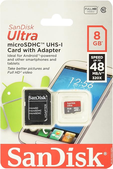 Amazon Com Sandisk Class 10 Micro 8gb Sdhc Card With Adapter Sdsdqua 008g A11a Computers Accessories