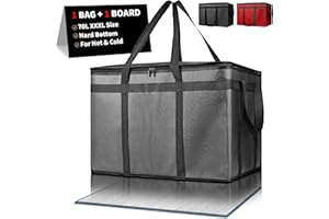 Micanlo Insulated Food Delivery Bag, Commercial Grade Pizza Carrier for Hot and Cold Food, 79L Reusable Catering Cooler Bag 22x15x14, Pizza Delivery Box for Uber Eats, Doordash Essentials