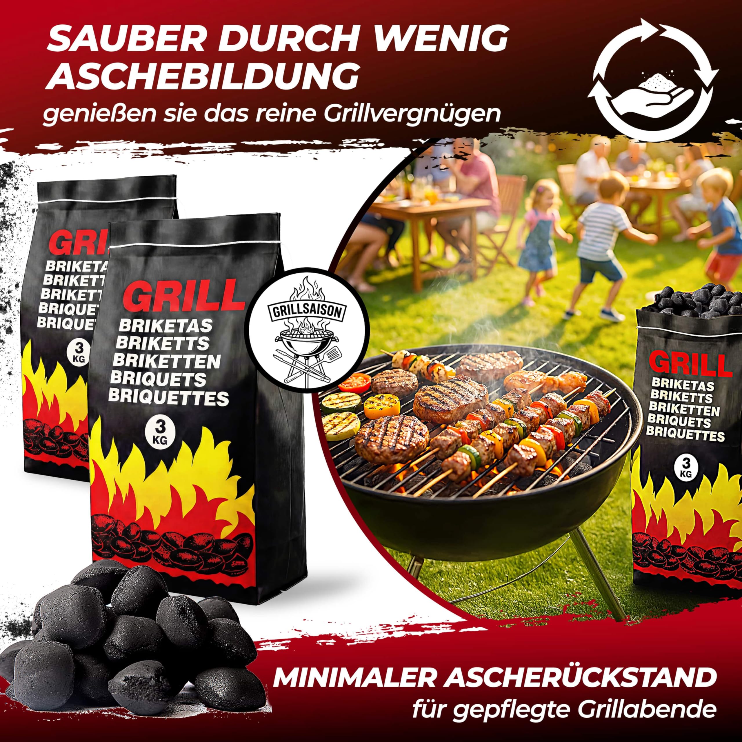 Deuba® 27 kg Grillbriketts 9 x 3 kg Holzkohle Grillkohle Holzkohlebriketts Holzkohlegrill Grill Brikett Kohle 6