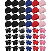 48 Pcs Kids Gloves Bulk Kids Winter Beanies Set Multipack Warm Cold Weather Hats Stretchy Finger Knit Gloves for Unisex Children Boys Girls School Outdoor