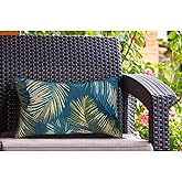 Liora Manne Marina Indoor/Outdoor Power Loomed Easy Care Pillow - Transitional Graphic Botanical Beach Accent (Palm Border Na