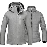 CREATMO US Women's 3 In 1 Waterproof Ski Jacket Windproof Snowboarding Jacket Warm Winter Snow Coat Raincoat