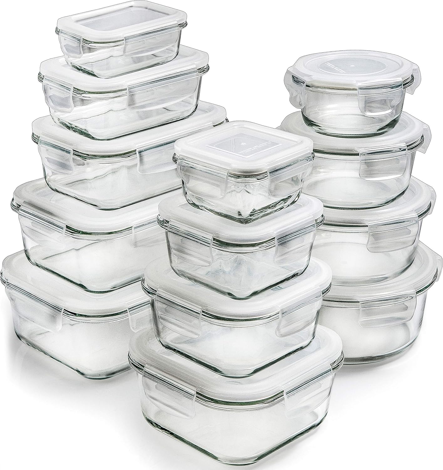 Glass Storage Containers with Lids (13-Pack) - Glass Food Storage Containers Airtight - Glass Containers with Lids - Glass Meal Prep Containers Glass Food Containers by Prep Naturals: Kitchen & Dining